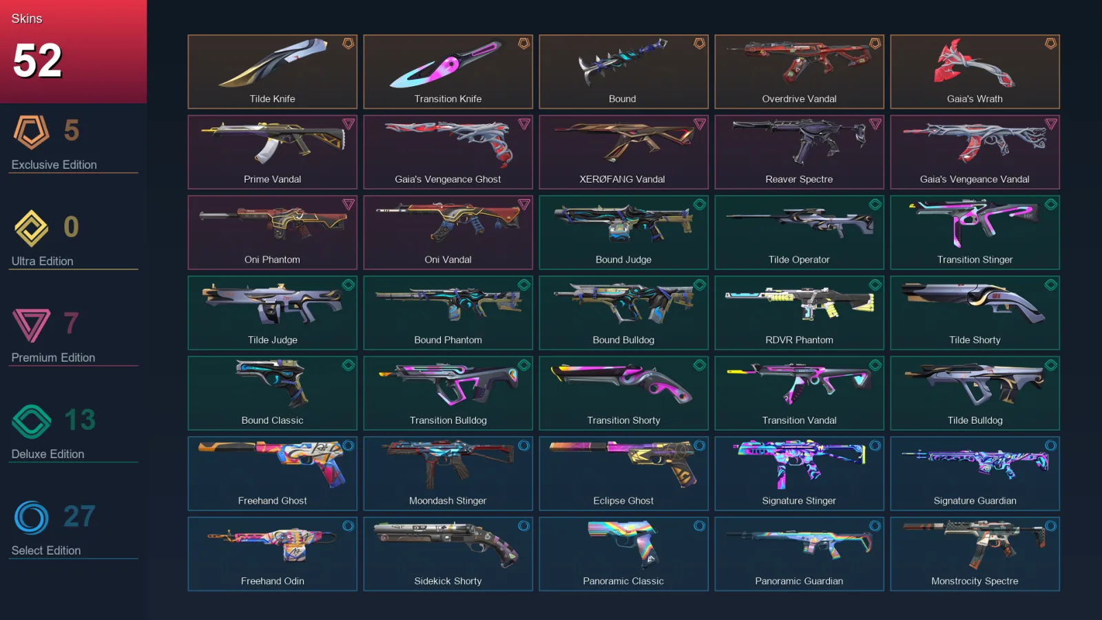 EU | Lv152 | Unranked | 52 Skin | 27 Agent | 74 Buddy