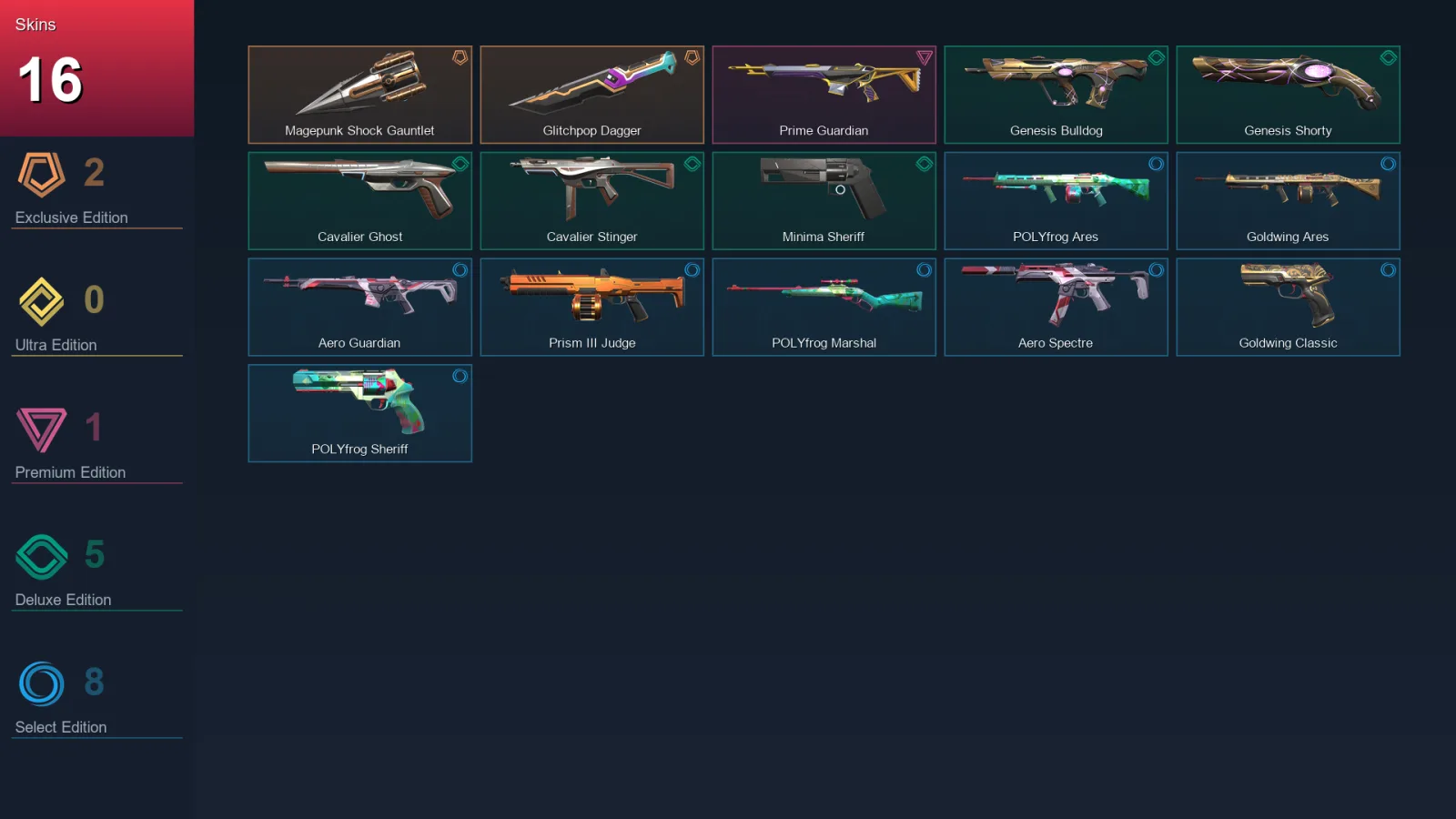 EU | Lv35 | Unranked | 16 Skin | 11 Agent | 20 Buddy