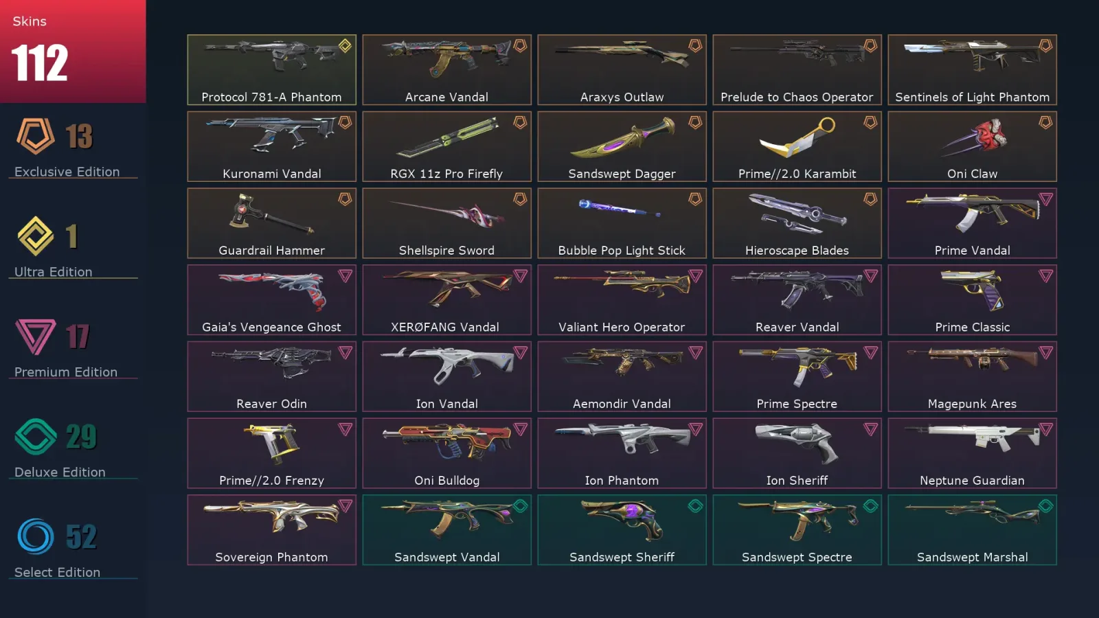 [Valorant] | EU | Level 251 | Silver 3 | 29 Agents | 112 Skins — Valorant account
