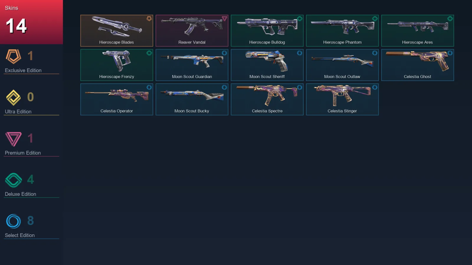 AP | Lv43 | Unranked | 14 Skin | 13 Agent | 14 Buddy