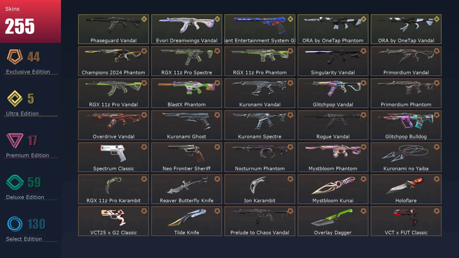 [Valorant] | EU | Level 403 | 29 Agents | 255 Skins