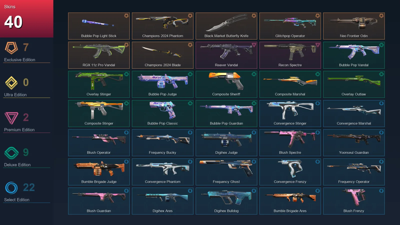 AP | Lv69 | Unranked | 40 Skin | 20 Agent | 42 Buddy