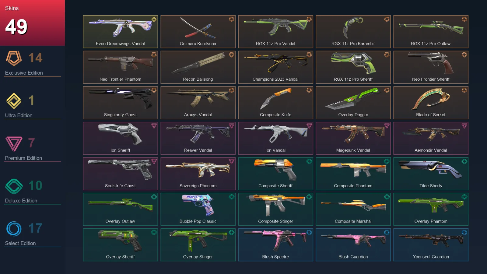 NA | Lv117 | Unranked | 49 Skin | 25 Agent | 54 Buddy