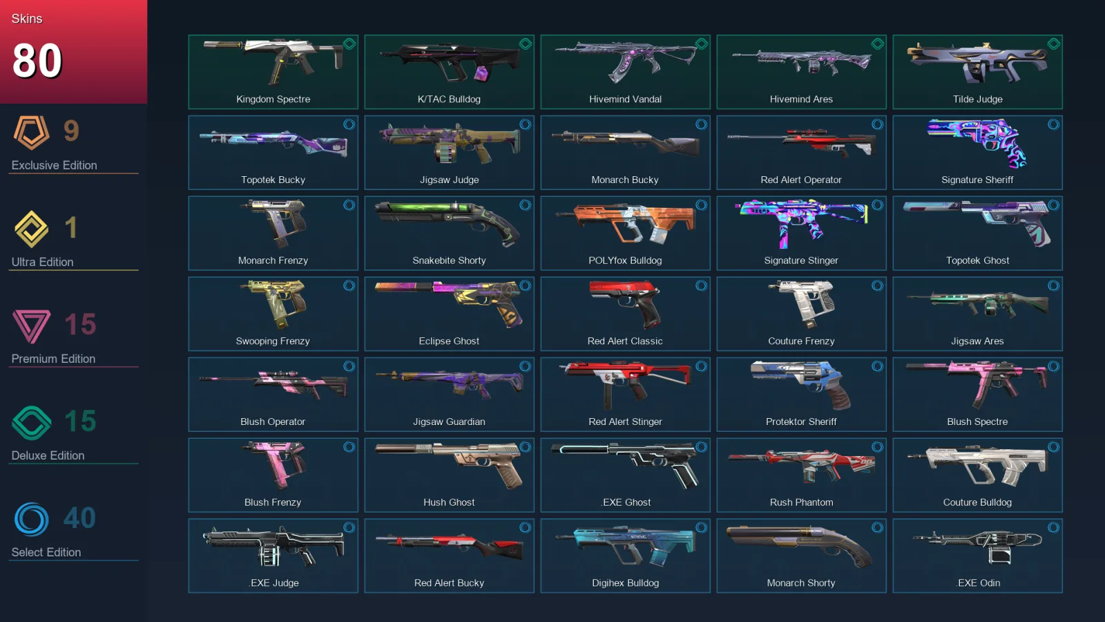 AP | Lv147 | Unranked | 80 Skin | 26 Agent | 100 Buddy