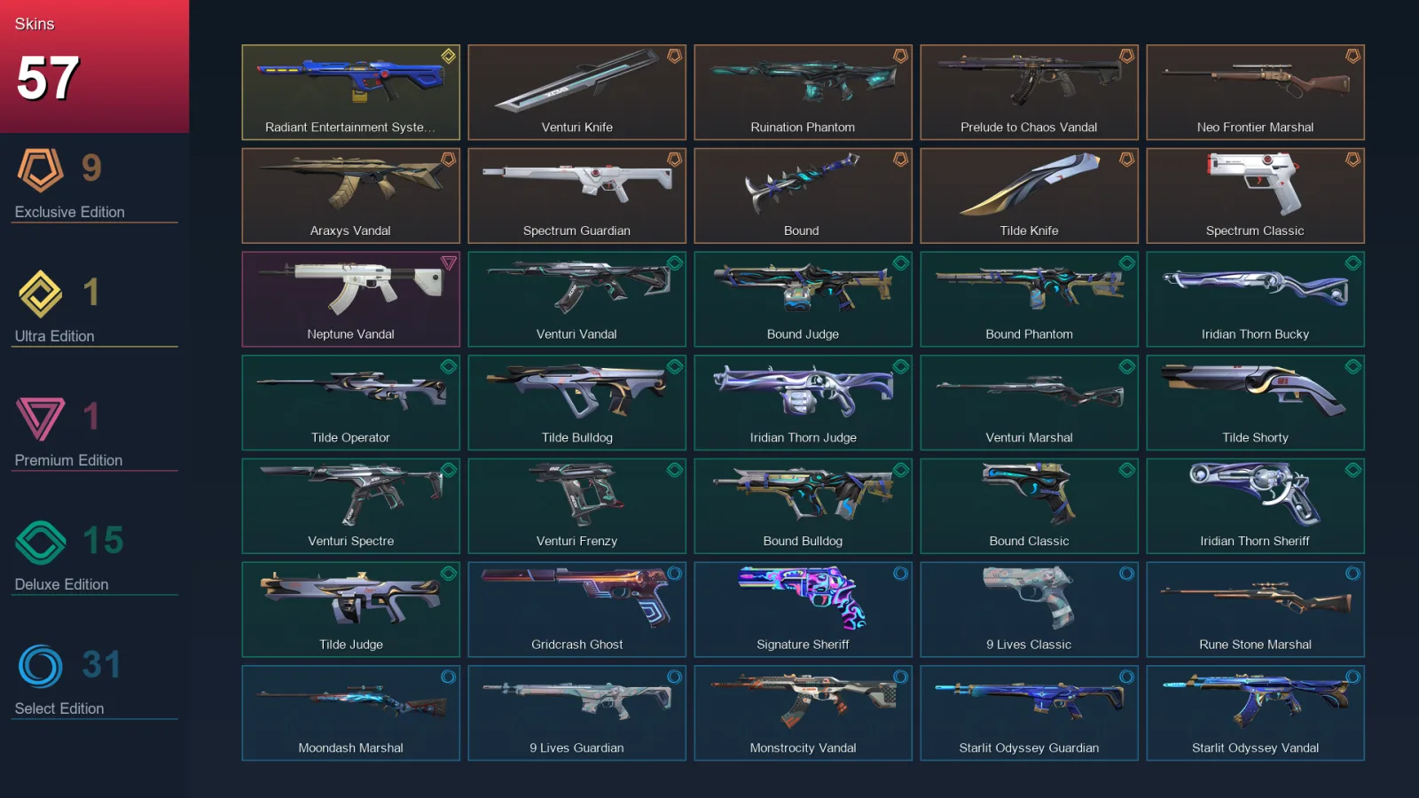 LA | Lv133 | Unranked | 57 Skin | 28 Agent | 66 Buddy