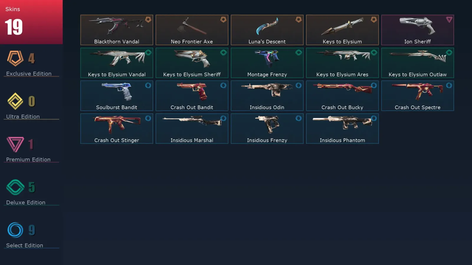 [Valorant] | EU | Level 1 | Immortal 1 | 24 Agents | 19 Skins — Valorant account