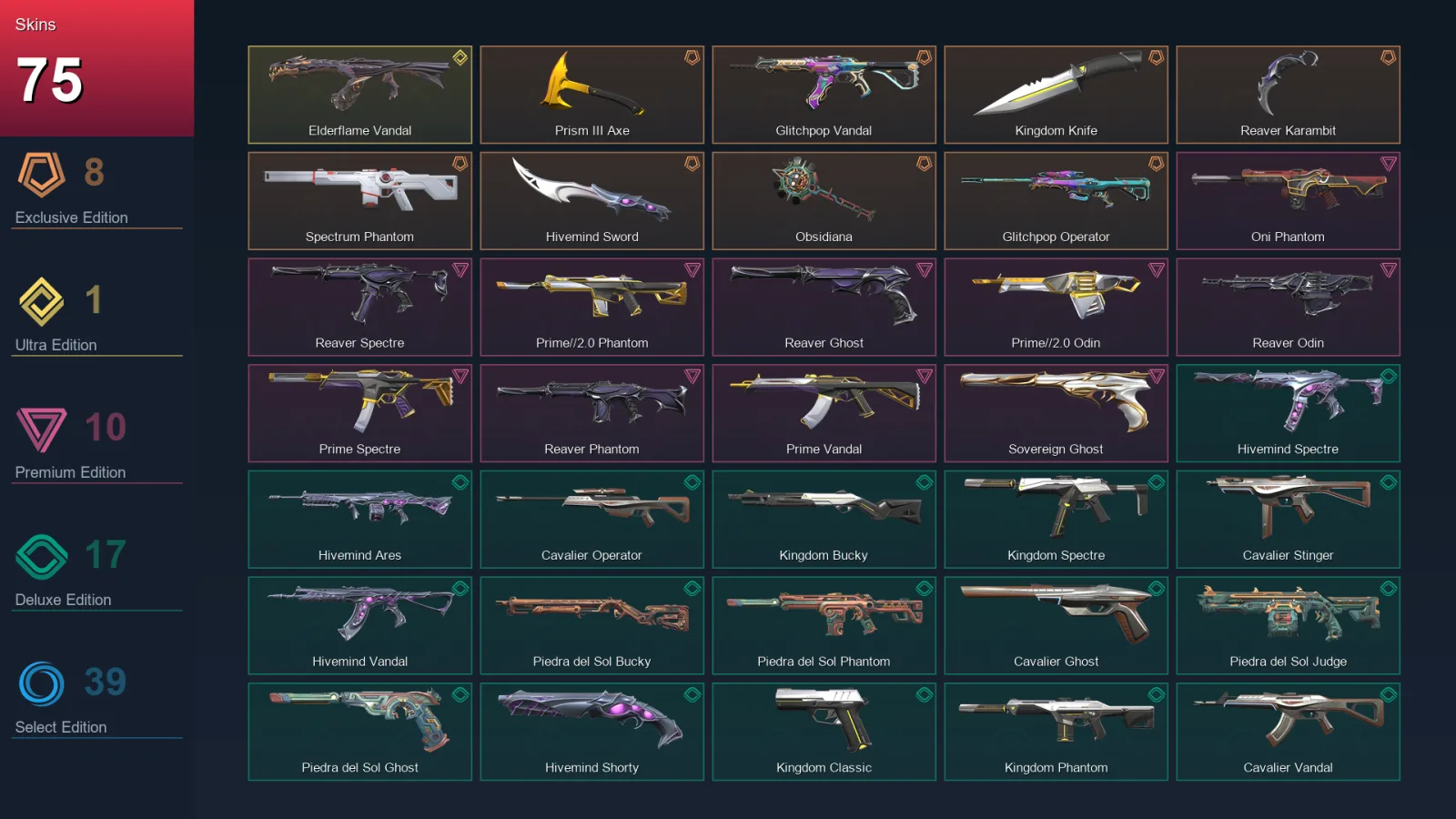 AP | Lv249 | Unranked | 75 Skin | 24 Agent | 109 Buddy