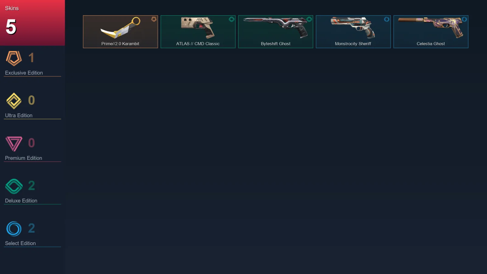 EU | Prime//2.0 Karambit | ATLAS // CMD Classic | Byteshift Ghost | Monstrocity Sheriff | 5 Skin | 24 Agent | 49 Buddy | Lv106