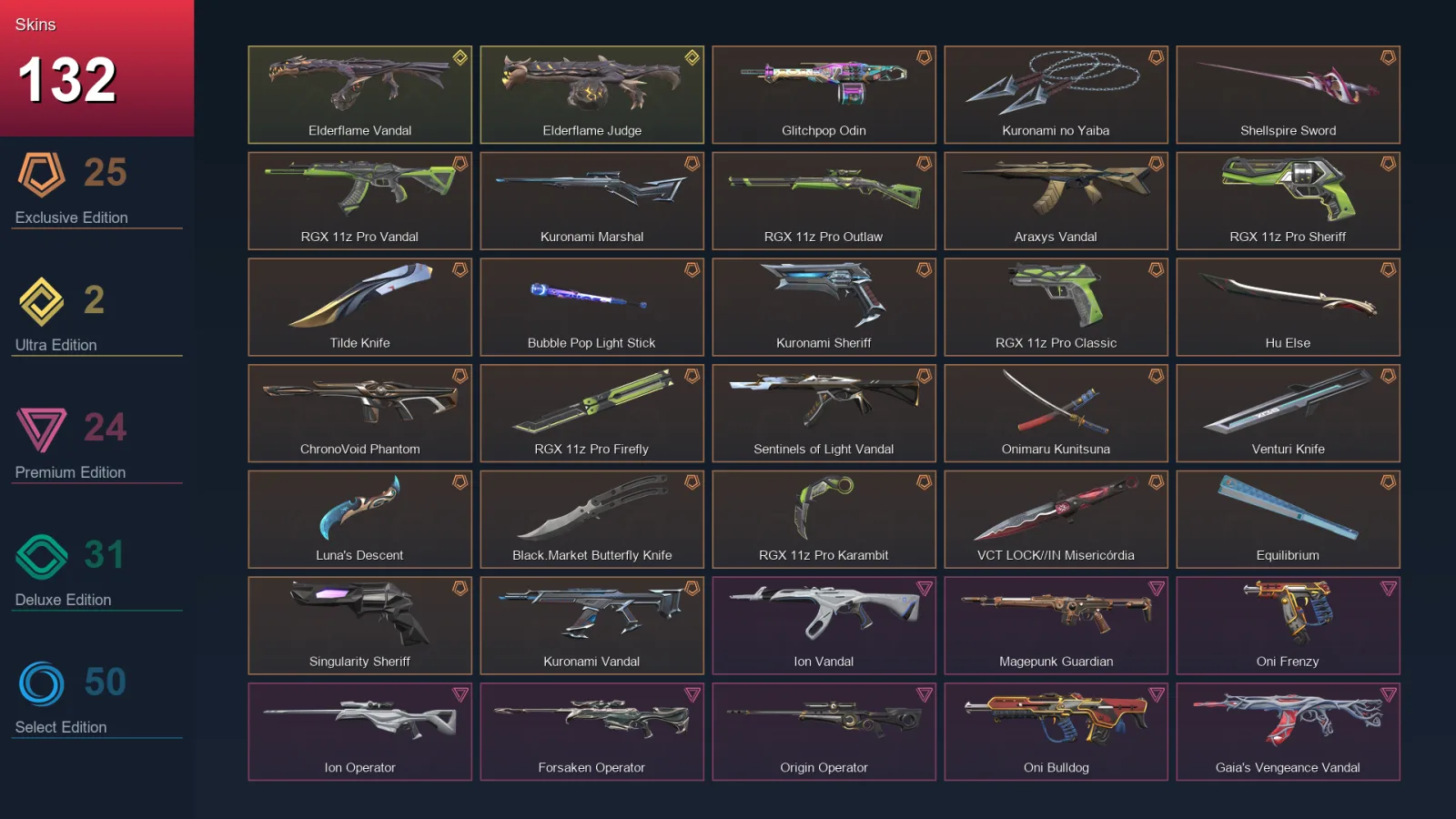 NA | Lv111 | Unranked | 132 Skin | 29 Agent | 85 Buddy — Valorant account