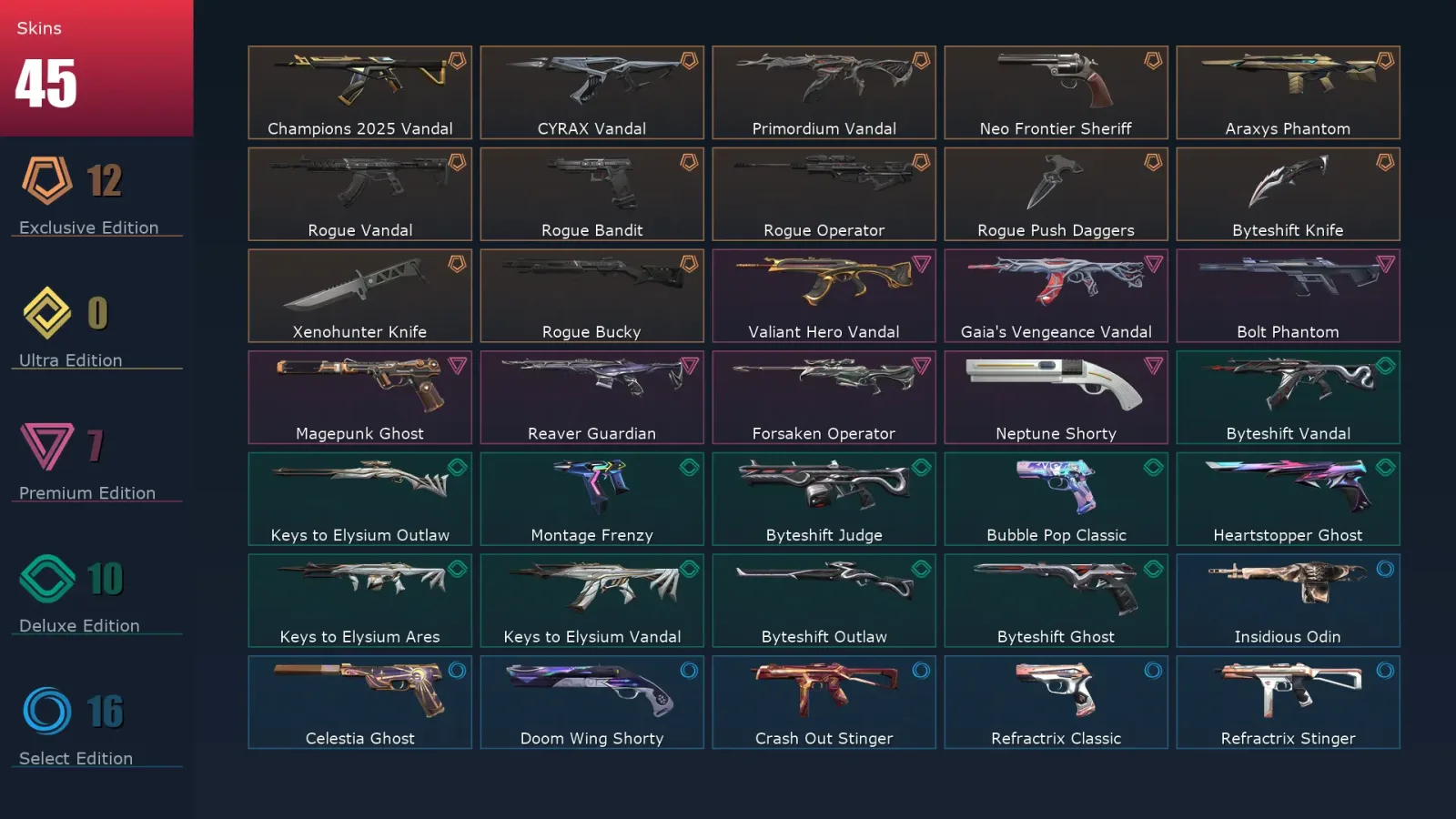 [Valorant] | EU | Level 129 | 29 Agents | 45 Skins — Valorant account