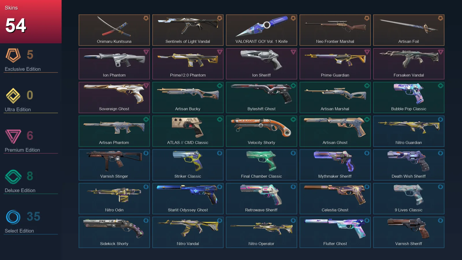 EU | Lv330 | Unranked | 54 Skin | 27 Agent | 122 Buddy — Unranked / Smurf Valorant