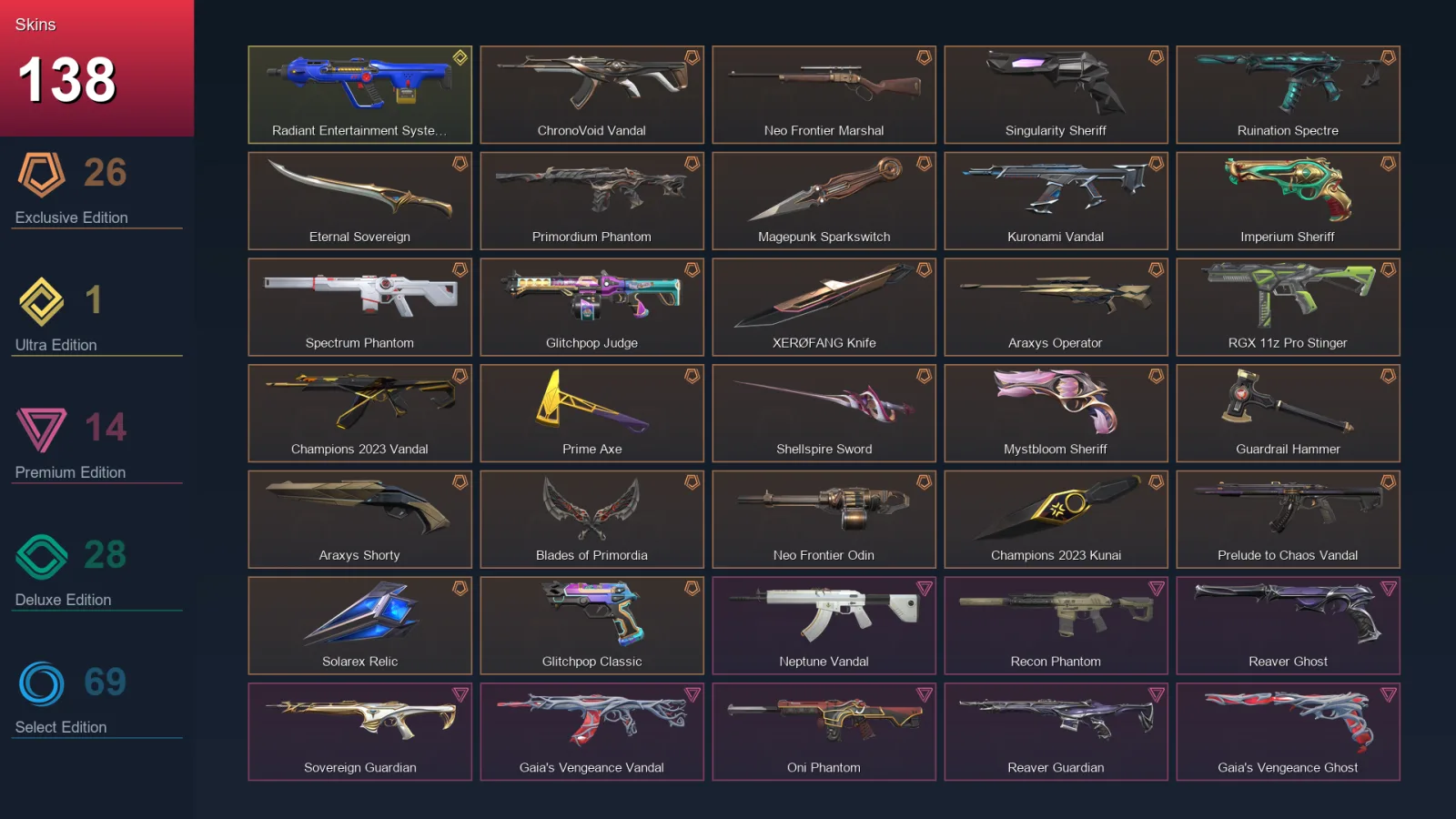 NA | Lv104 | Unranked | 138 Skin | 27 Agent | 94 Buddy