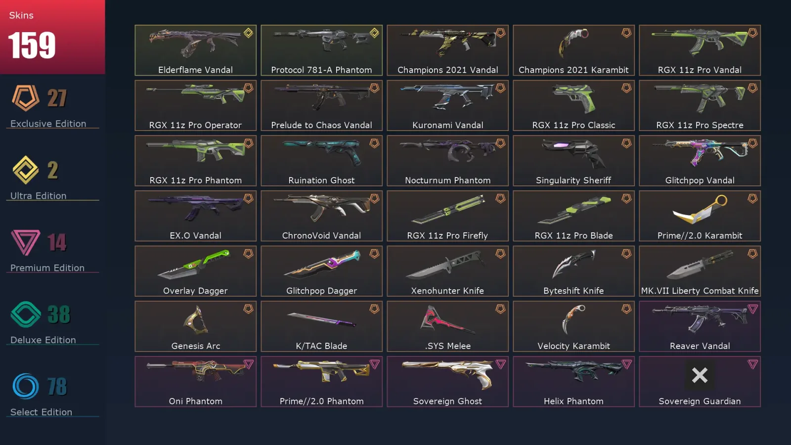 [Valorant] | EU | Level 500 | Ascendant 3 | 29 Agents | 159 Skins — Valorant account