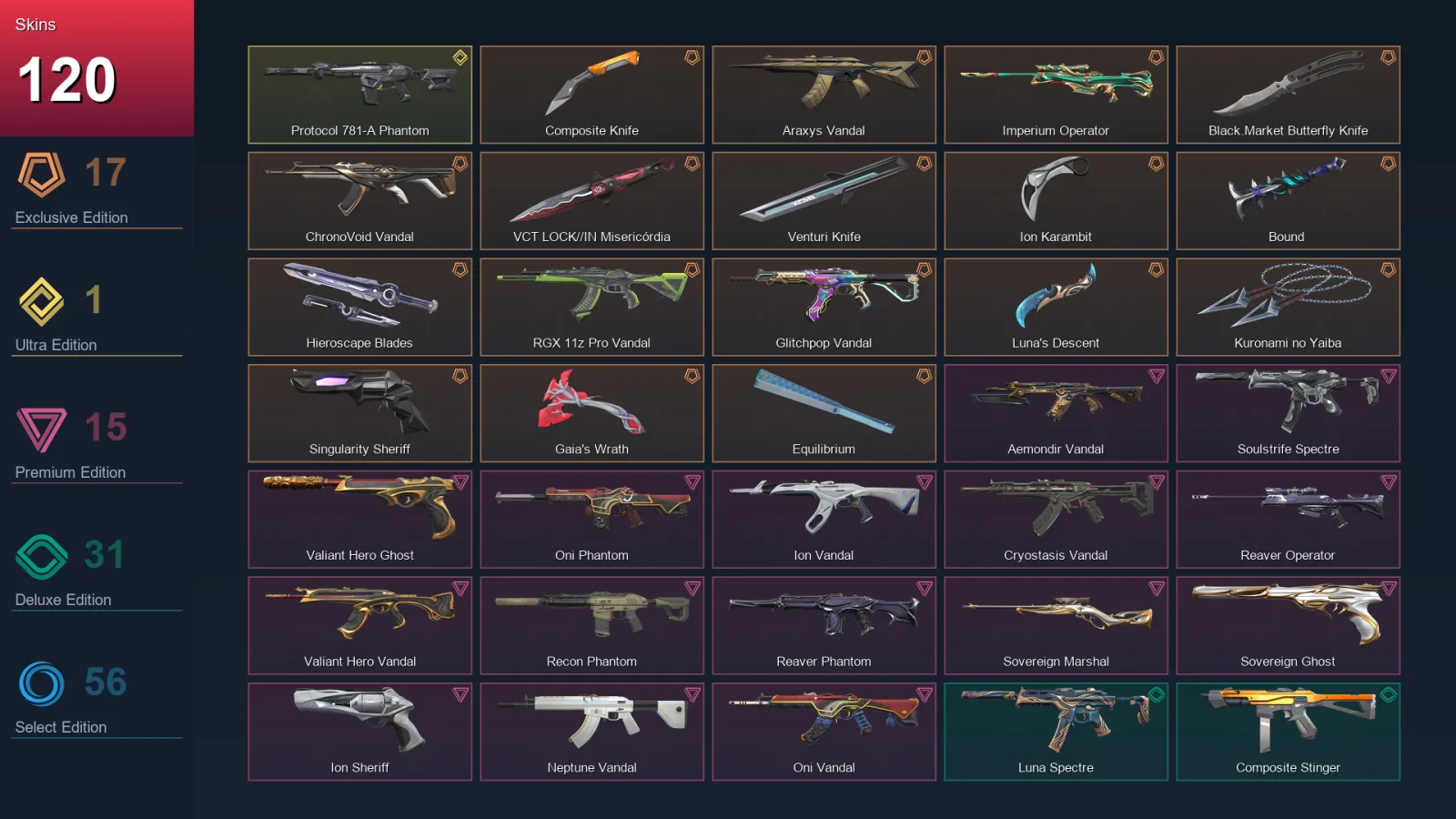 EU | Lv172 | Unranked | 120 Skin | 28 Agent | 108 Buddy — Valorant account