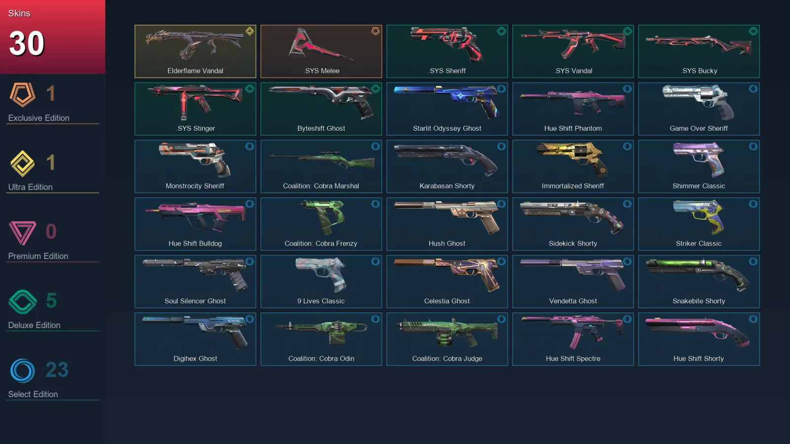 LA | Lv219 | Unranked | 30 Skin | 27 Agent | 84 Buddy — Valorant account