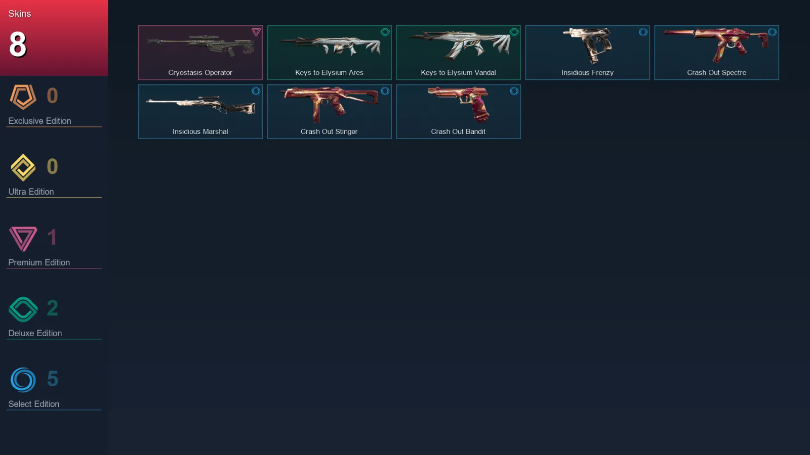 AP | Lv20 | Unranked | 8 Skin | 7 Agent | 6 Buddy