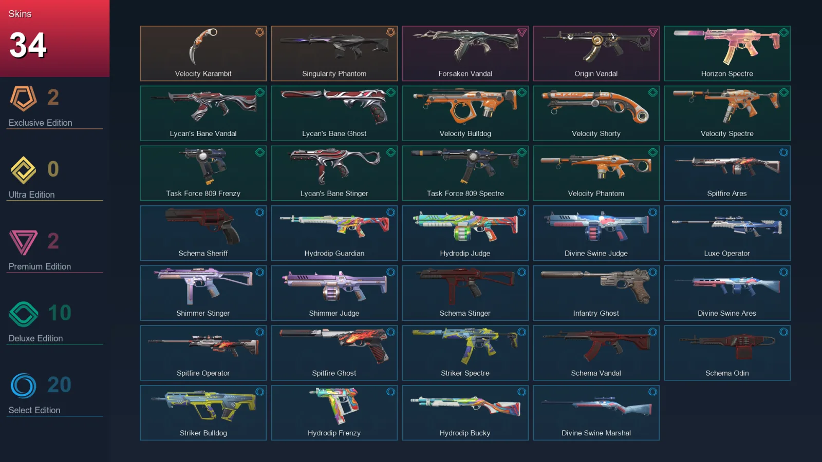 EU | Lv85 | Unranked | 34 Skin | 26 Agent | 55 Buddy