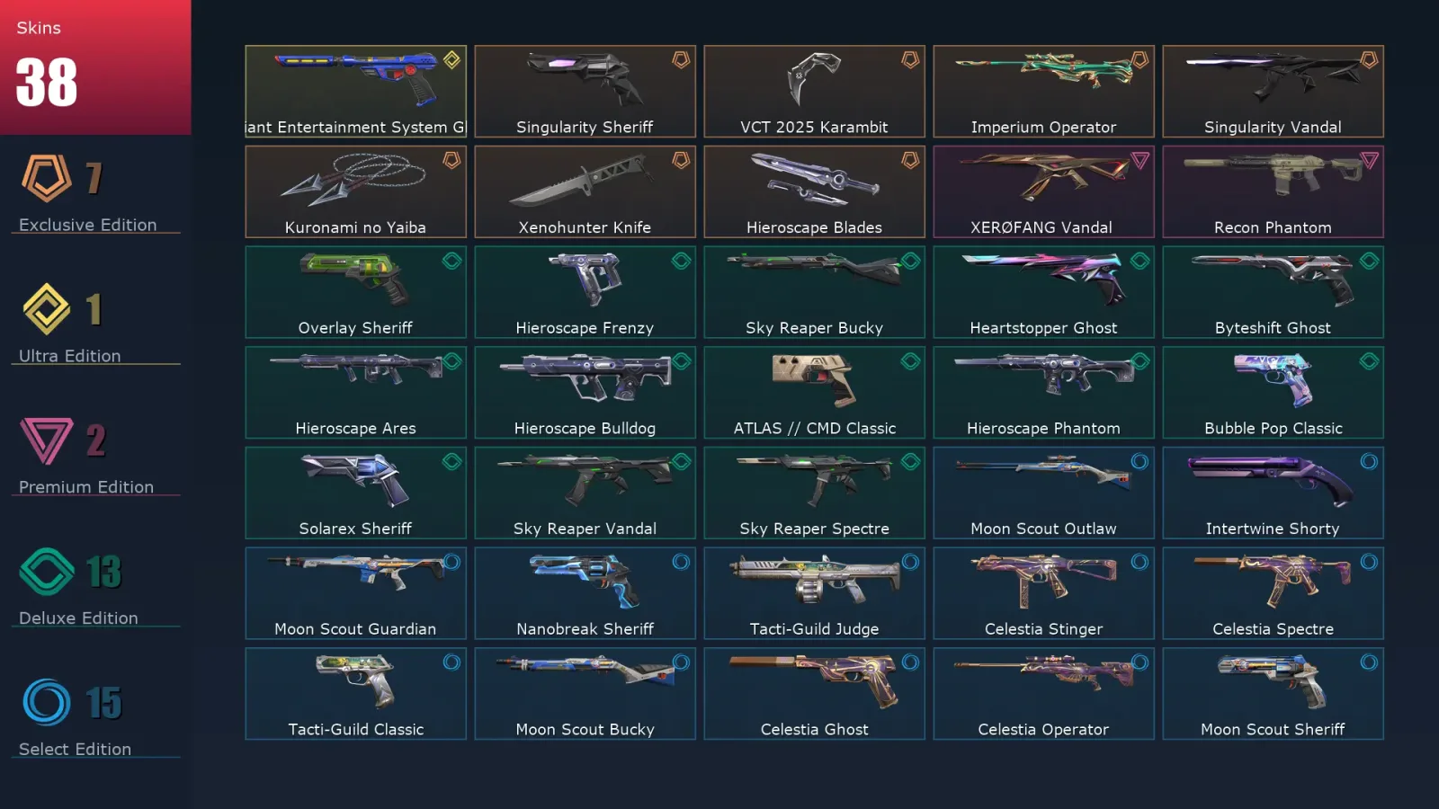 [Valorant] | EU | Level 1 | Radiant | 29 Agents | 38 Skins