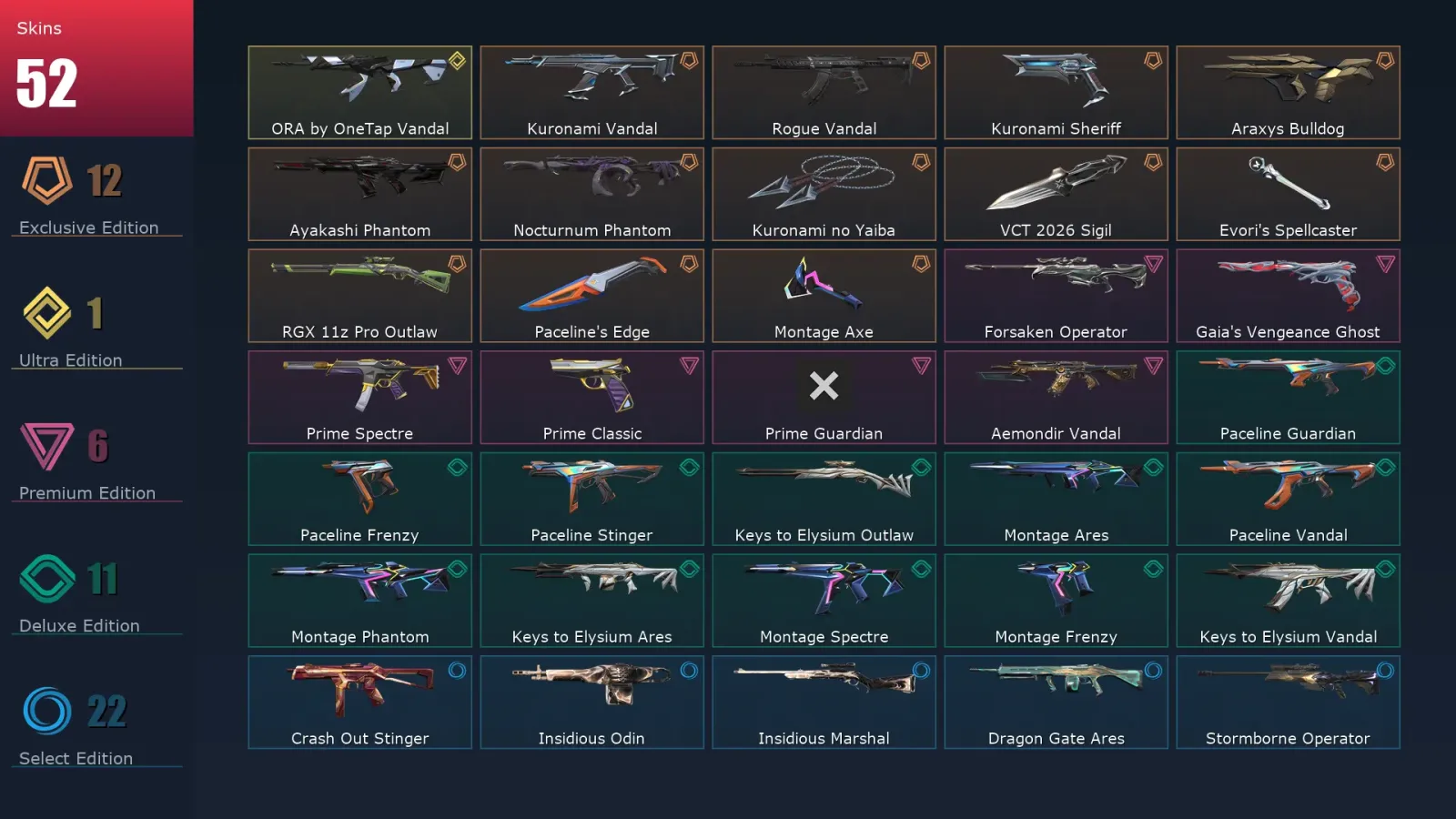 [Valorant] | EU | Level 42 | Diamond 3 | 16 Agents | 52 Skins — Valorant account
