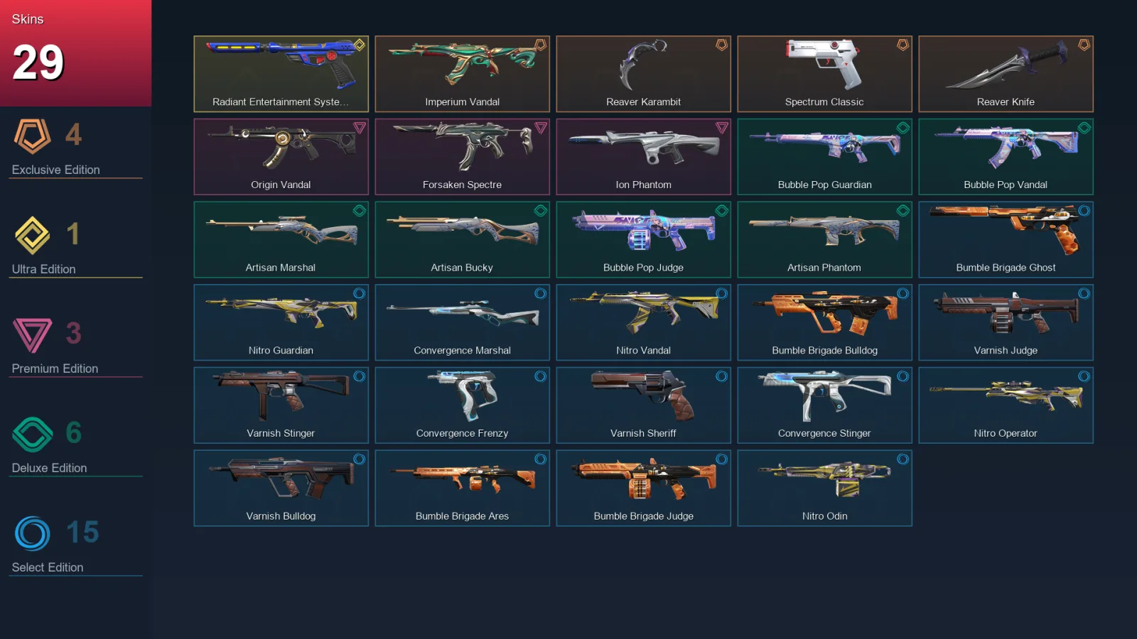 NA | Lv73 | Unranked | 29 Skin | 22 Agent | 39 Buddy