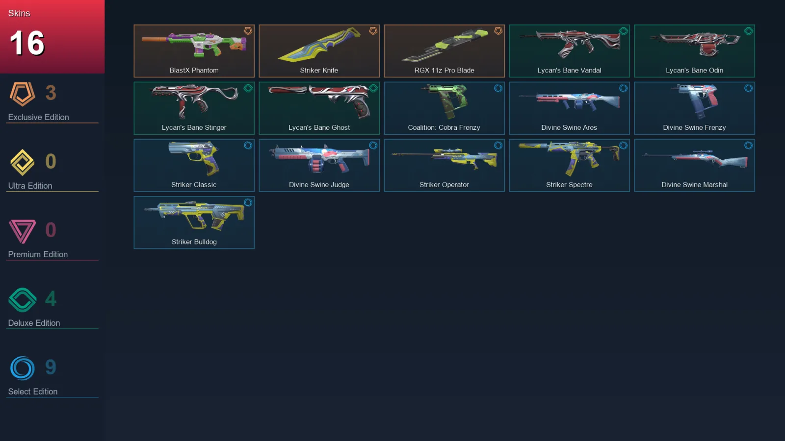 EU | Lv72 | Unranked | 16 Skin | 20 Agent | 29 Buddy