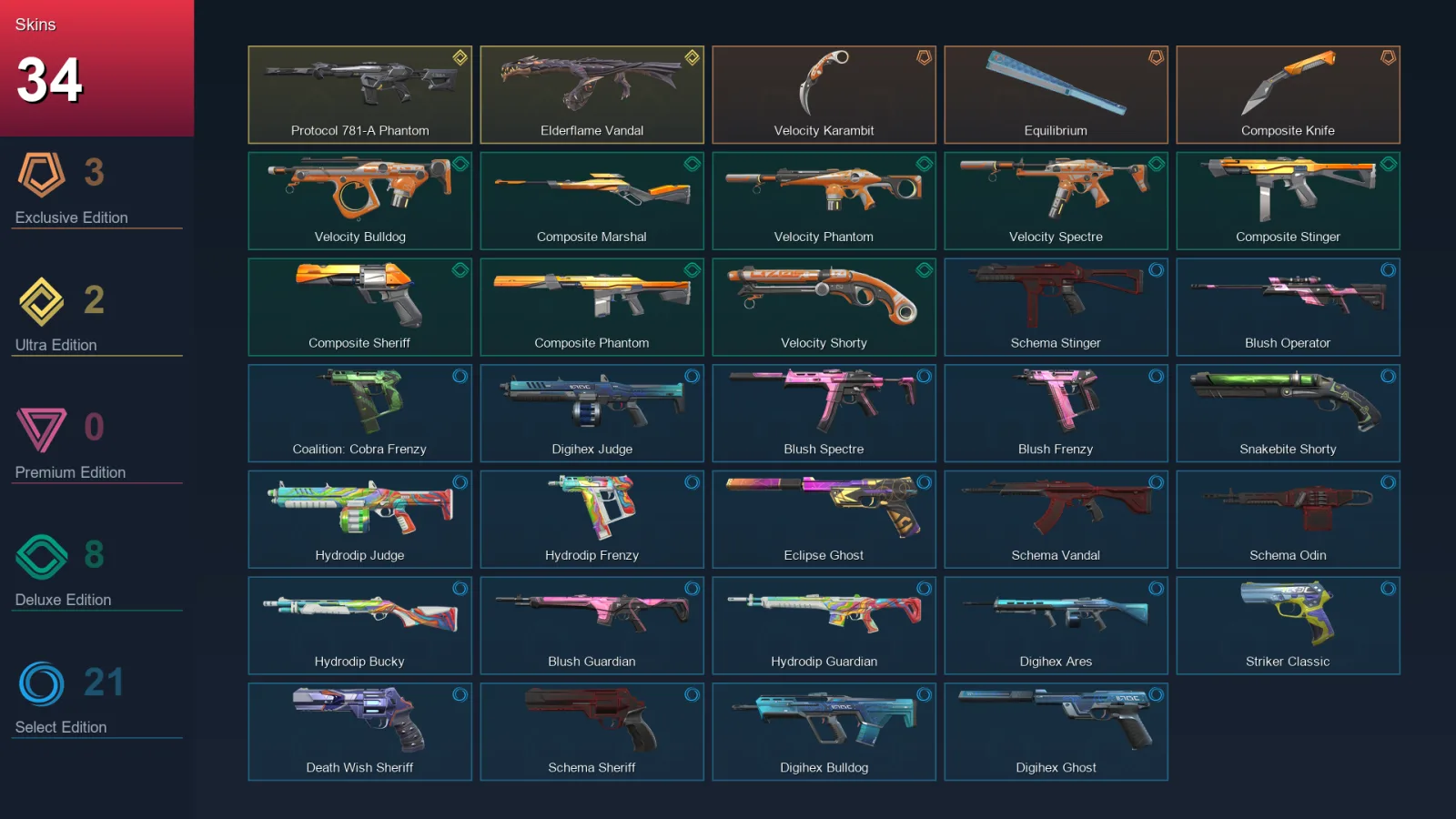 AP | Lv151 | Unranked | 34 Skin | 24 Agent | 75 Buddy