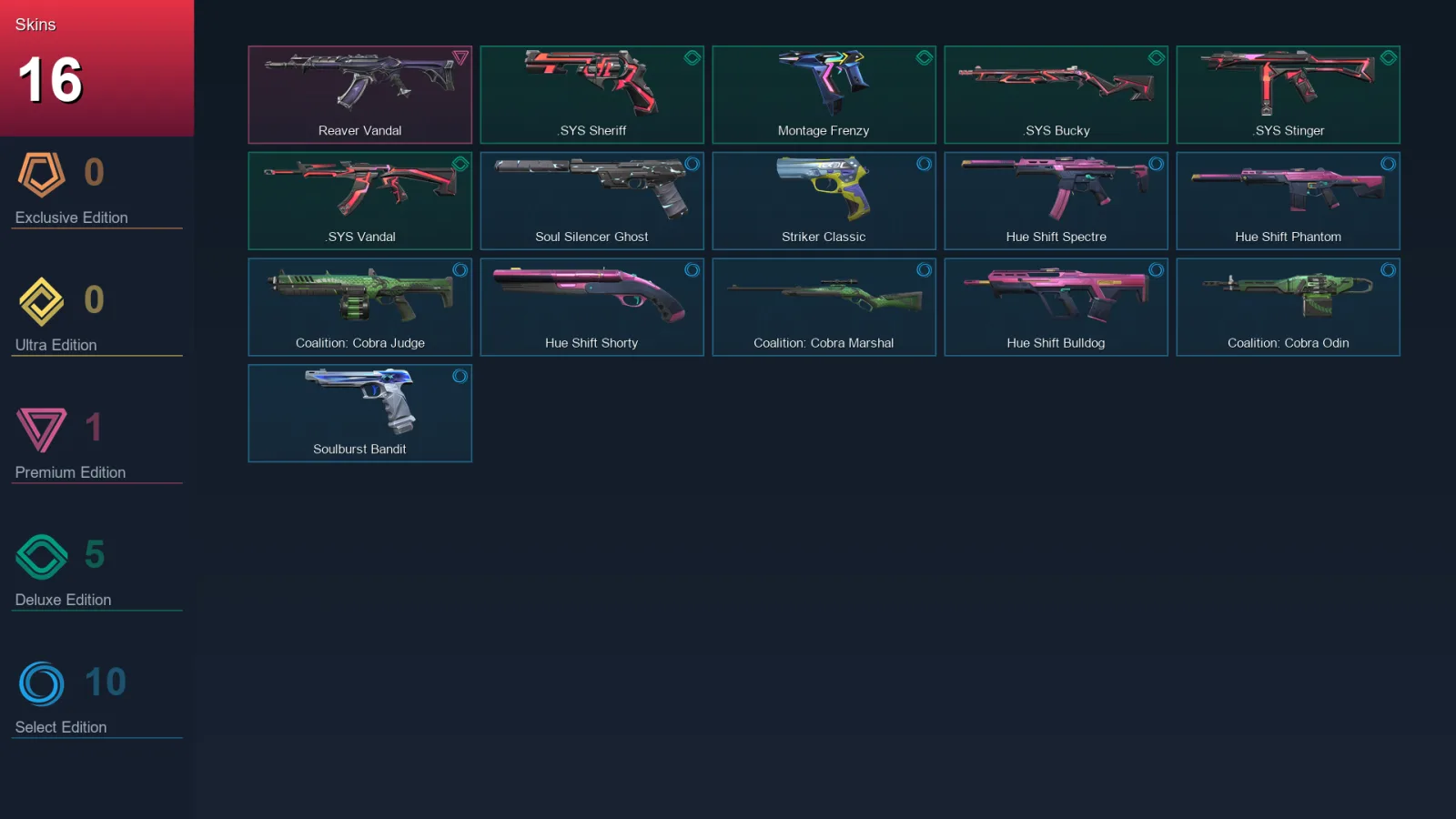 EU | Lv125 | Unranked | 16 Skin | 29 Agent | 48 Buddy