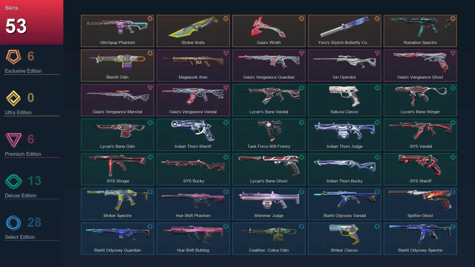 NA | Lv81 | Unranked | 53 Skin | 23 Agent | 53 Buddy