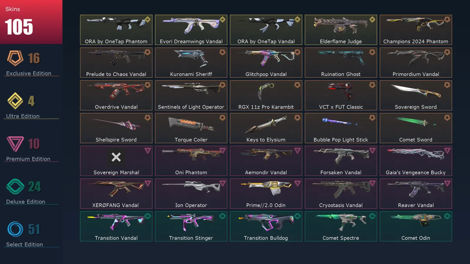 [Valorant] | EU | Level 241 | Ascendant 2 | 29 Agents | 110 Skins — Valorant account