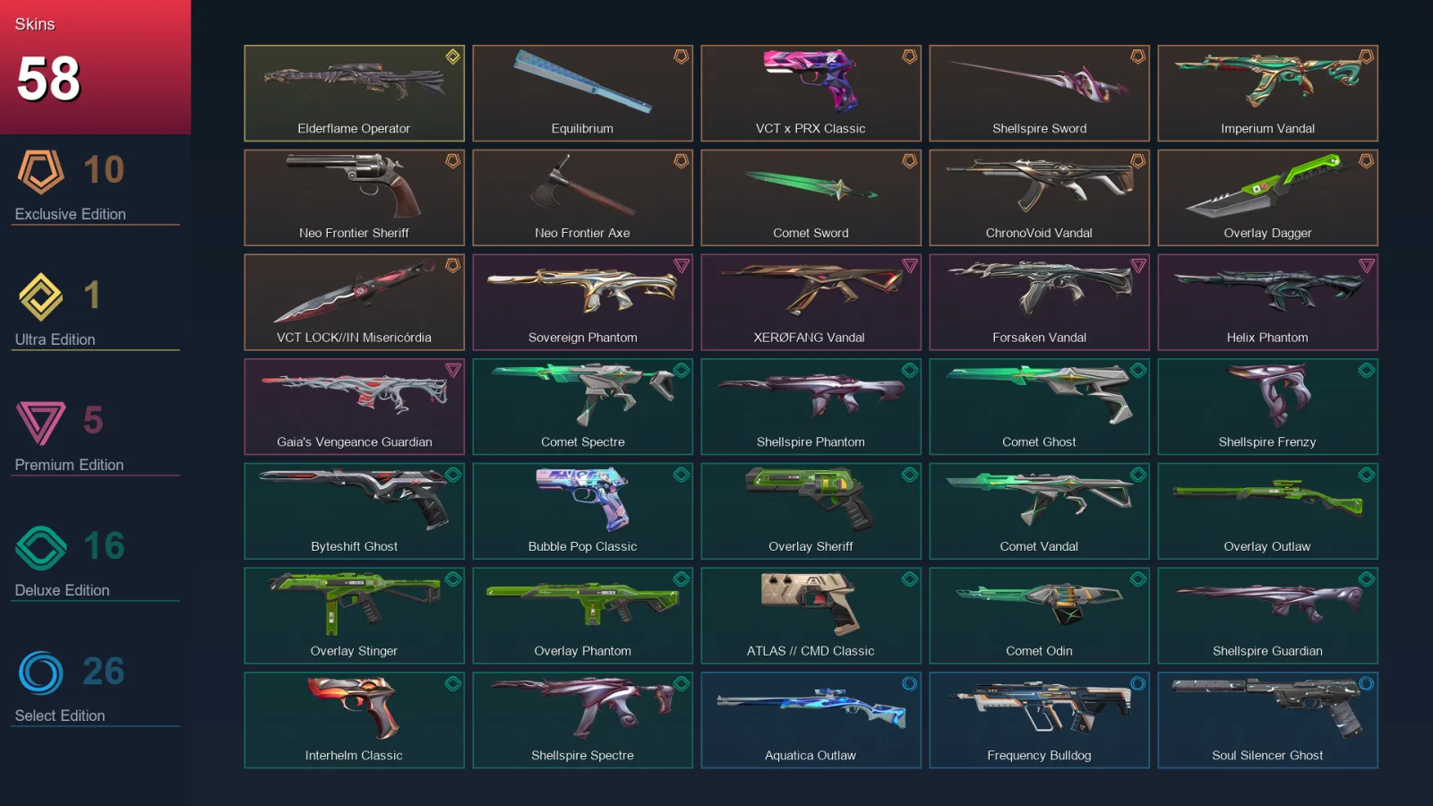 AP | Lv201 | Unranked | 58 Skin | 28 Agent | 92 Buddy