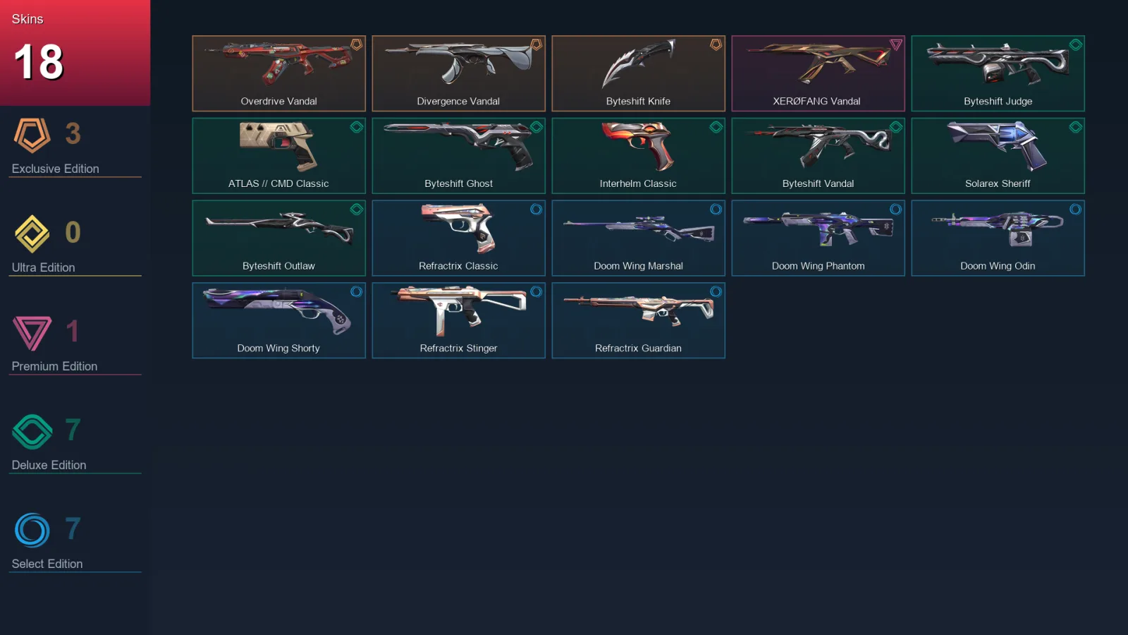 AP | Lv83 | Unranked | 18 Skin | 28 Agent | 36 Buddy — Byteshift Knife