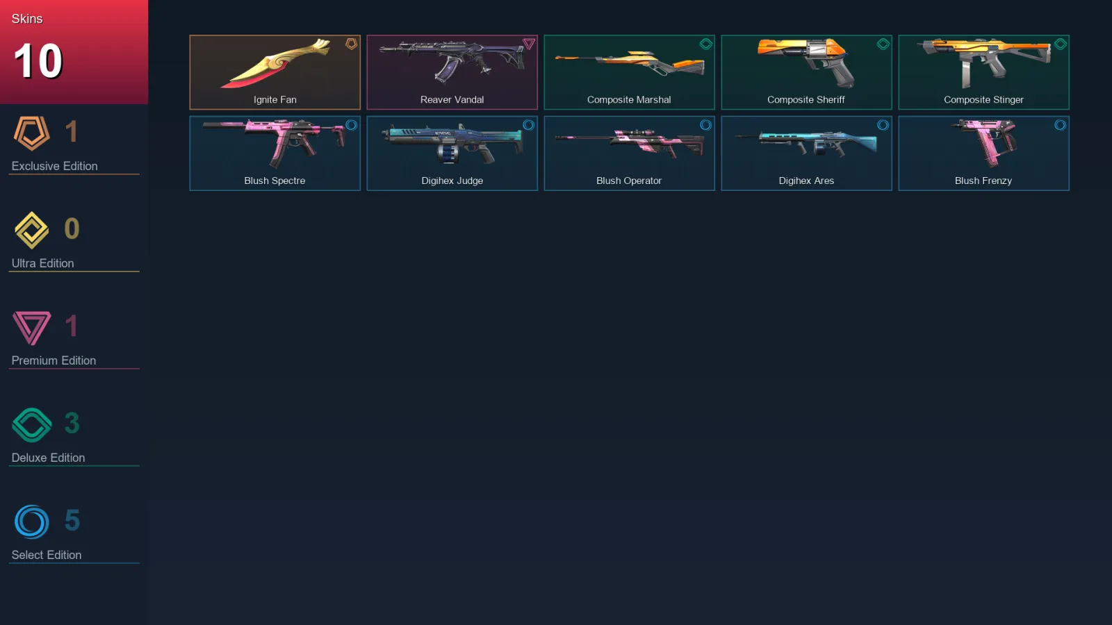 EU | Lv22 | Unranked | 10 Skin | 10 Agent | 15 Buddy &mdash; Valorant account with Frenzy skin