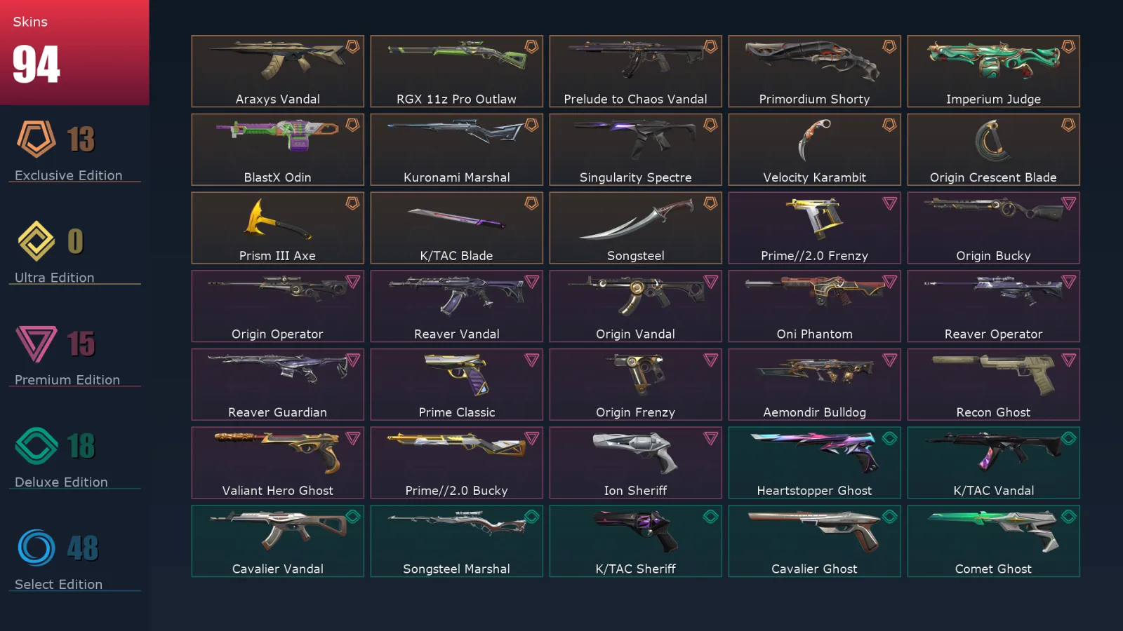 [Valorant] | EU | Level 298 | Platinum 2 | 28 Agents | 94 Skins — Valorant account