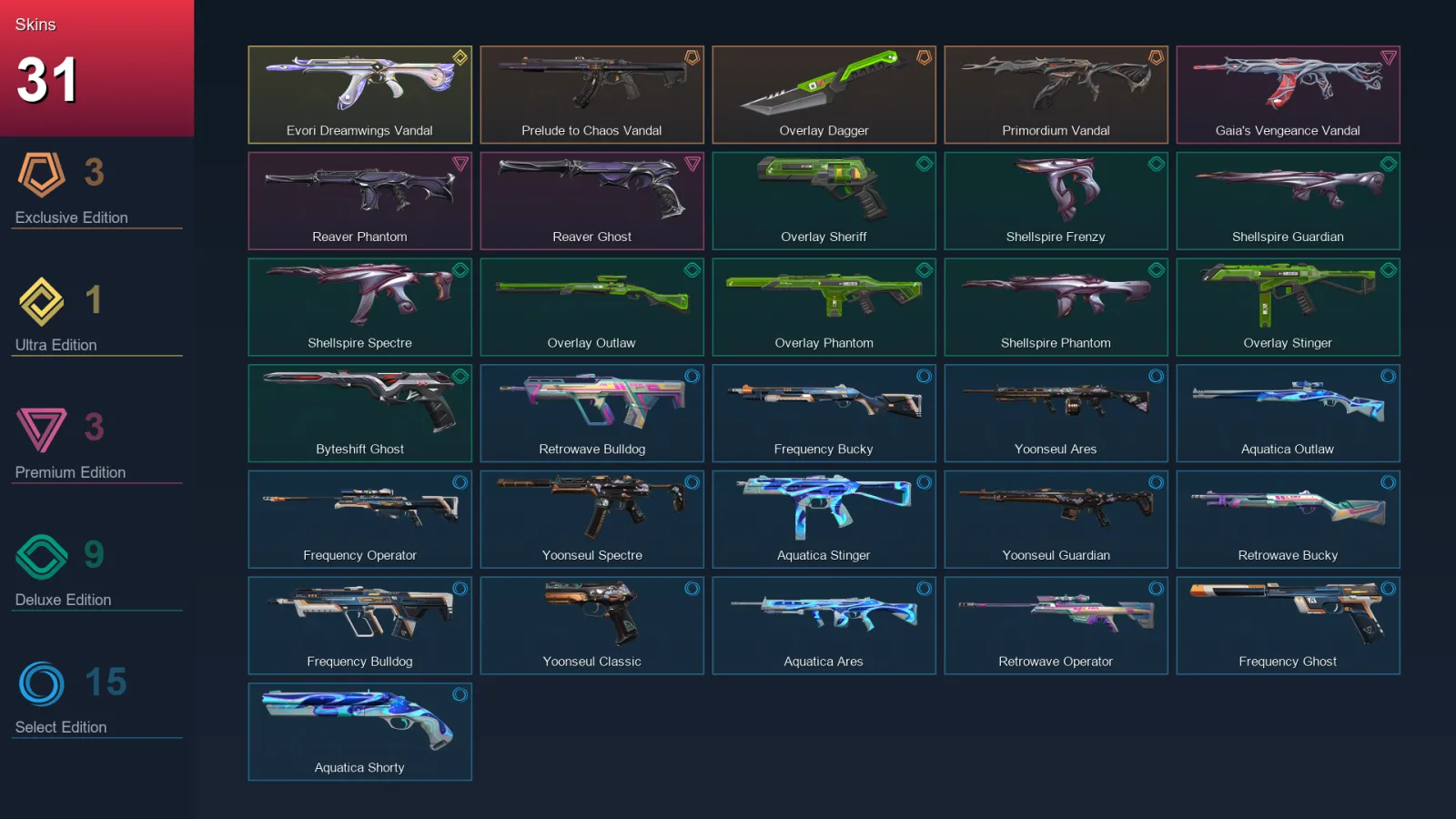EU | Lv94 | Unranked | 31 Skin | 26 Agent | 50 Buddy