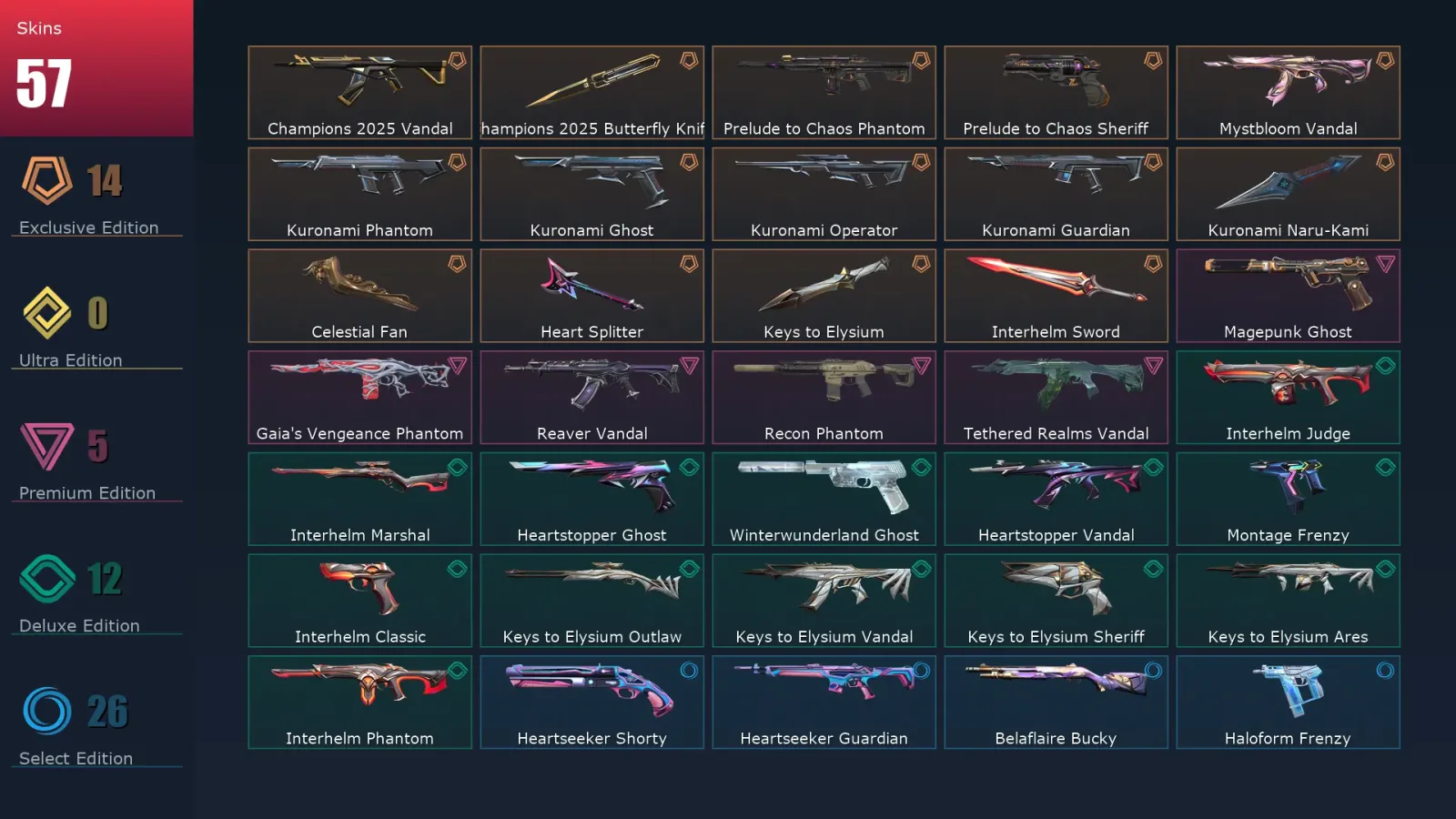 [Valorant] | EU | Level 88 | Gold 2 | 21 Agents | 57 Skins — Valorant account