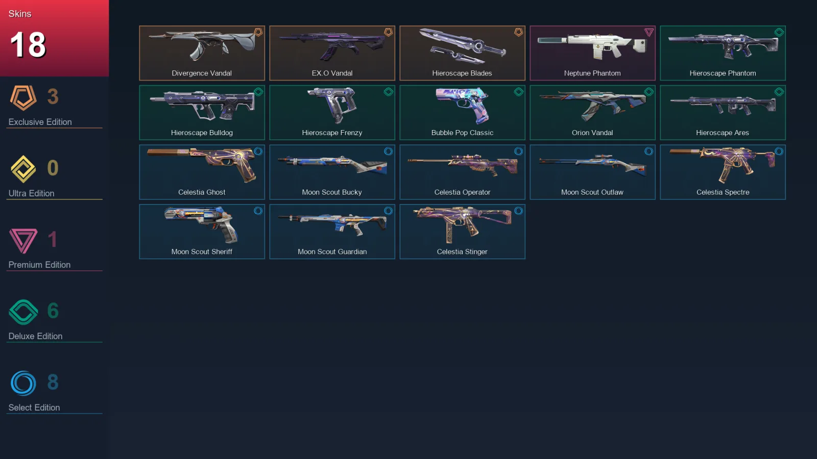 EU | Lv87 | Gold III | 18 Skin | 28 Agent | 37 Buddy — Valorant account