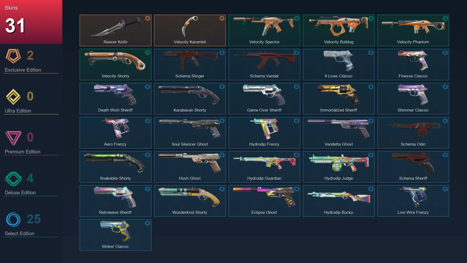NA | Lv215 | Unranked | 31 Skin | 26 Agent | 69 Buddy