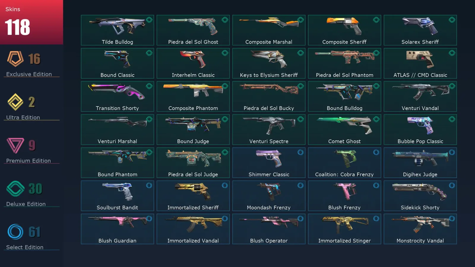 [Valorant] | EU | Level 326 | Gold 3 | 29 Agents | 118 Skins