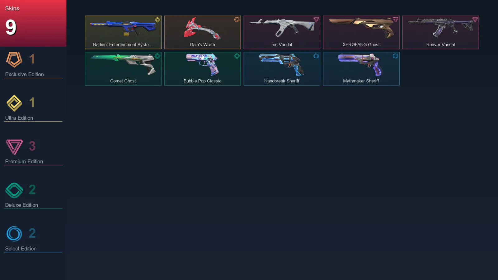 EU | Lv108 | Unranked | 9 Skin | 28 Agent | 36 Buddy — Valorant account