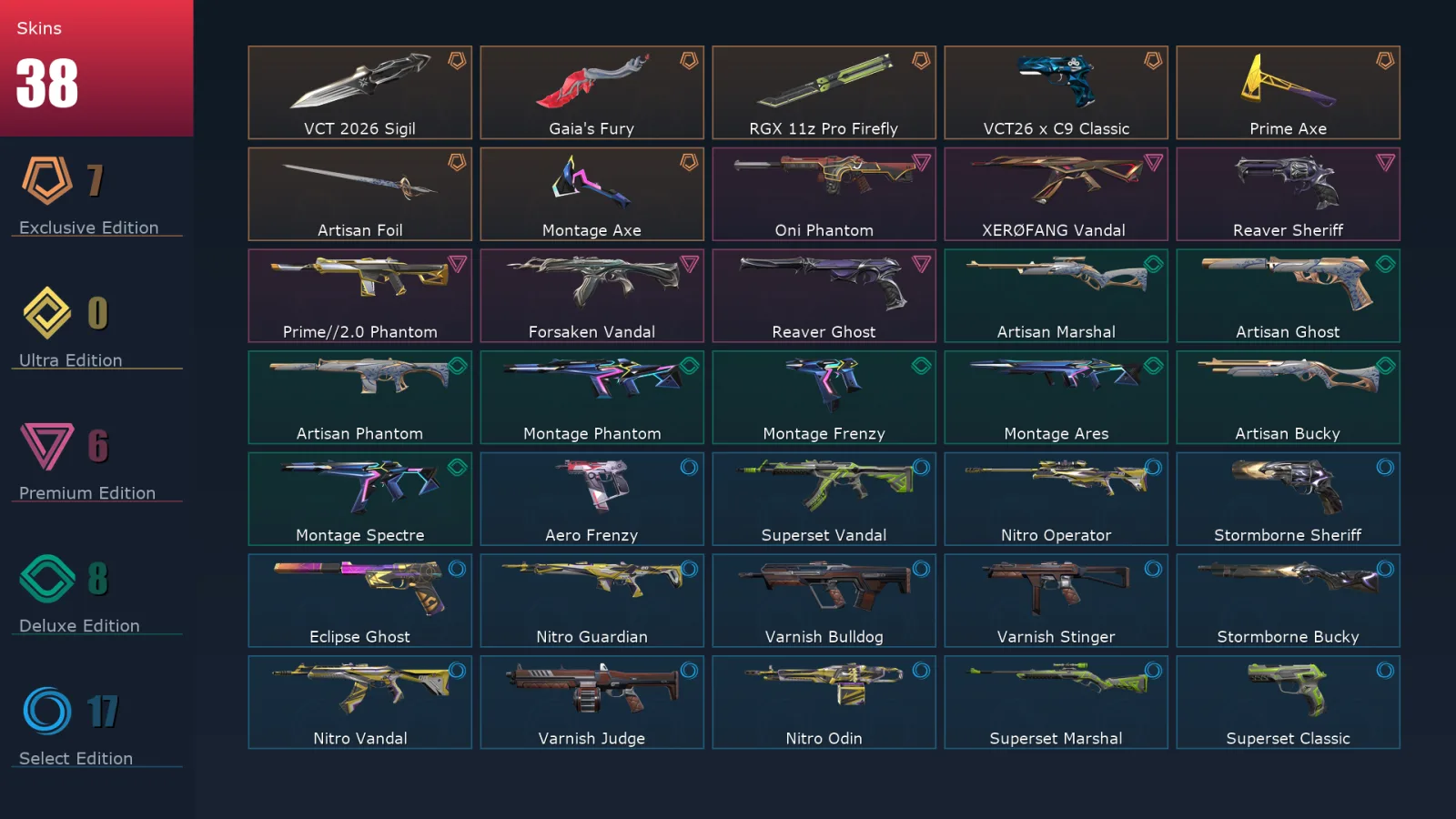 [Valorant] | EU | Level 97 | 27 Agents | 38 Skins