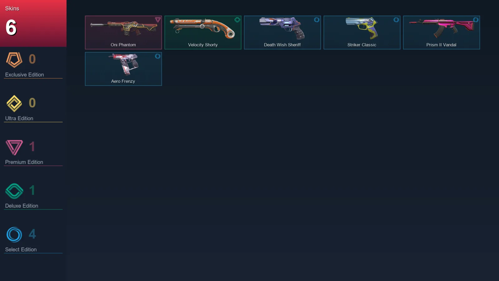 NA | Lv70 | Unranked | 6 Skin | 22 Agent | 26 Buddy