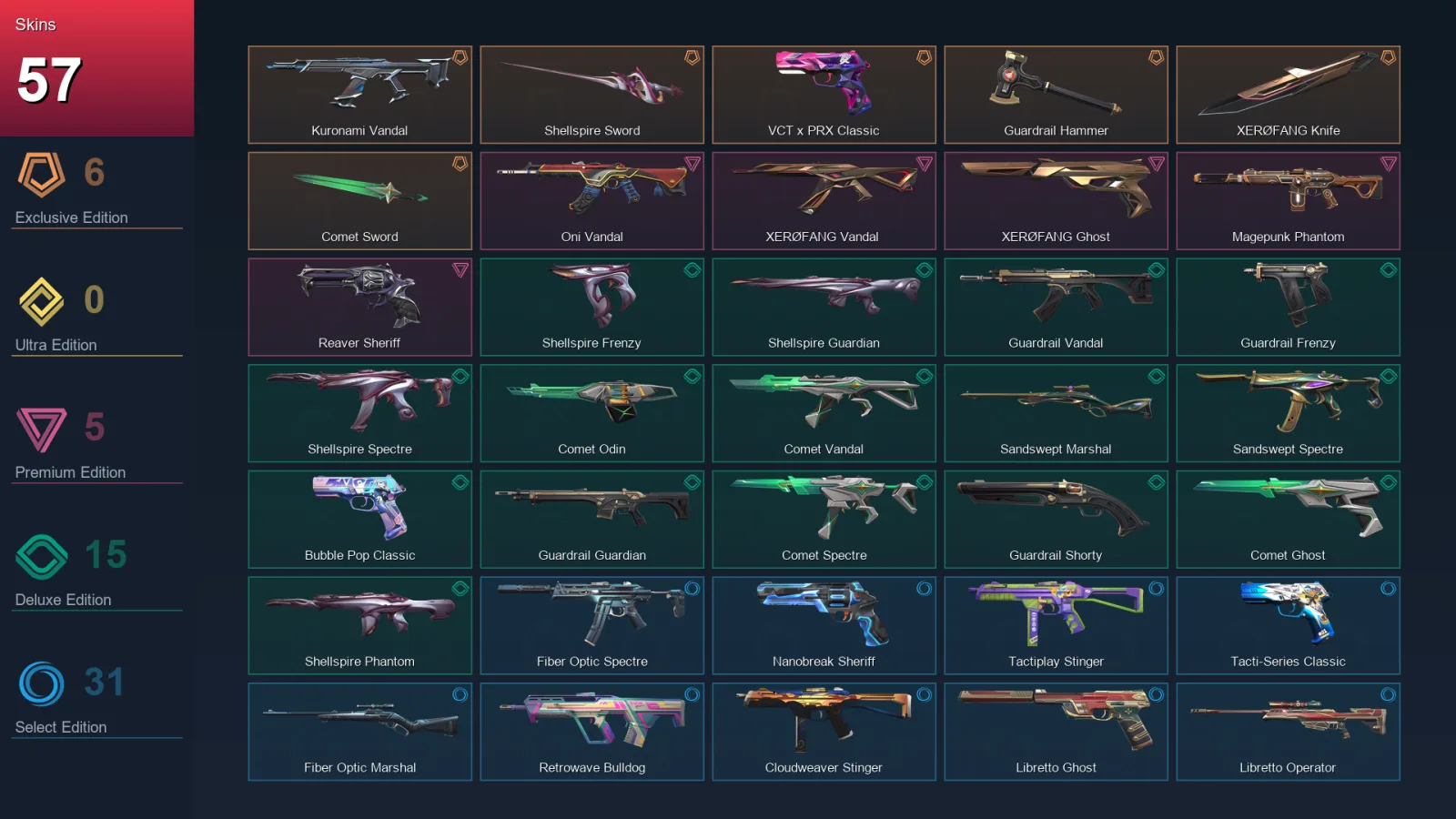 NA | Lv146 | Unranked | 57 Skin | 26 Agent | 69 Buddy