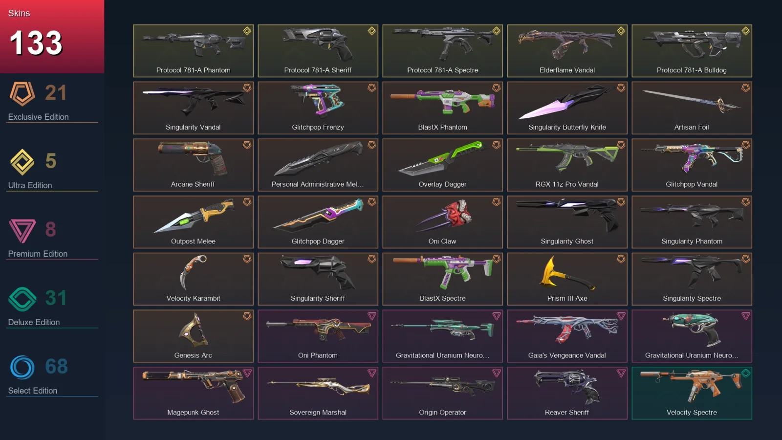 NA | Lv250 | Unranked | 133 Skin | 29 Agent | 147 Buddy