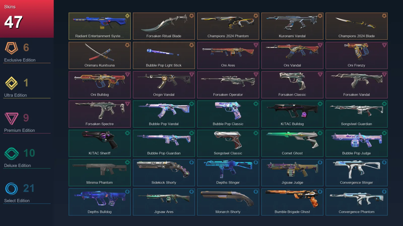 AP | Lv125 | Platinum III | 47 Skin | 26 Agent | 72 Buddy