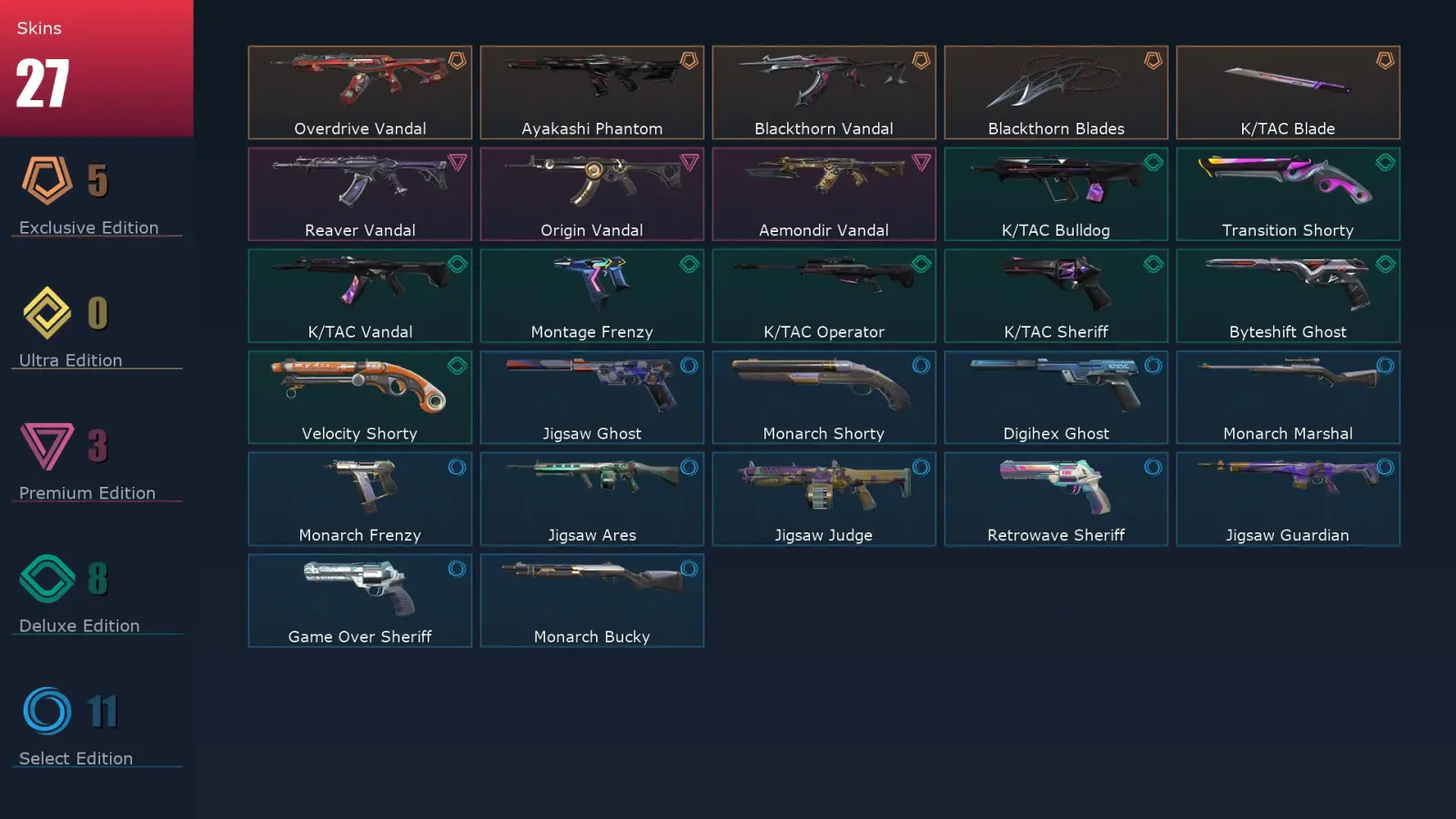 [Valorant] | EU | Level 173 | Gold 1 | 29 Agents | 27 Skins — Valorant account