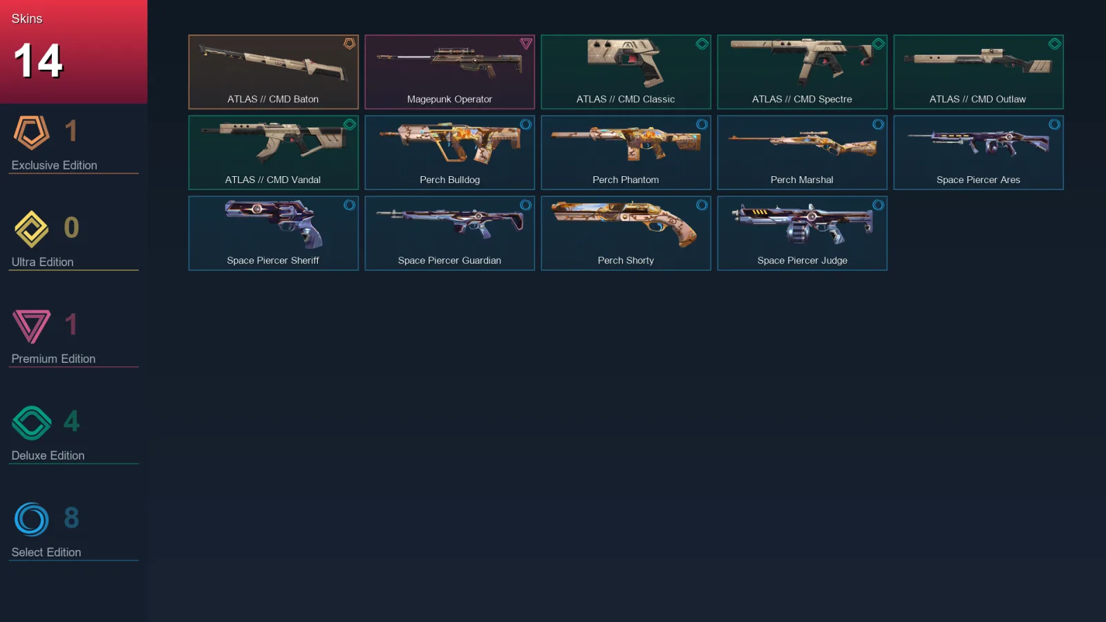 AP | Lv33 | Unranked | 14 Skin | 12 Agent | 19 Buddy &mdash; Valorant account with Marshal skin