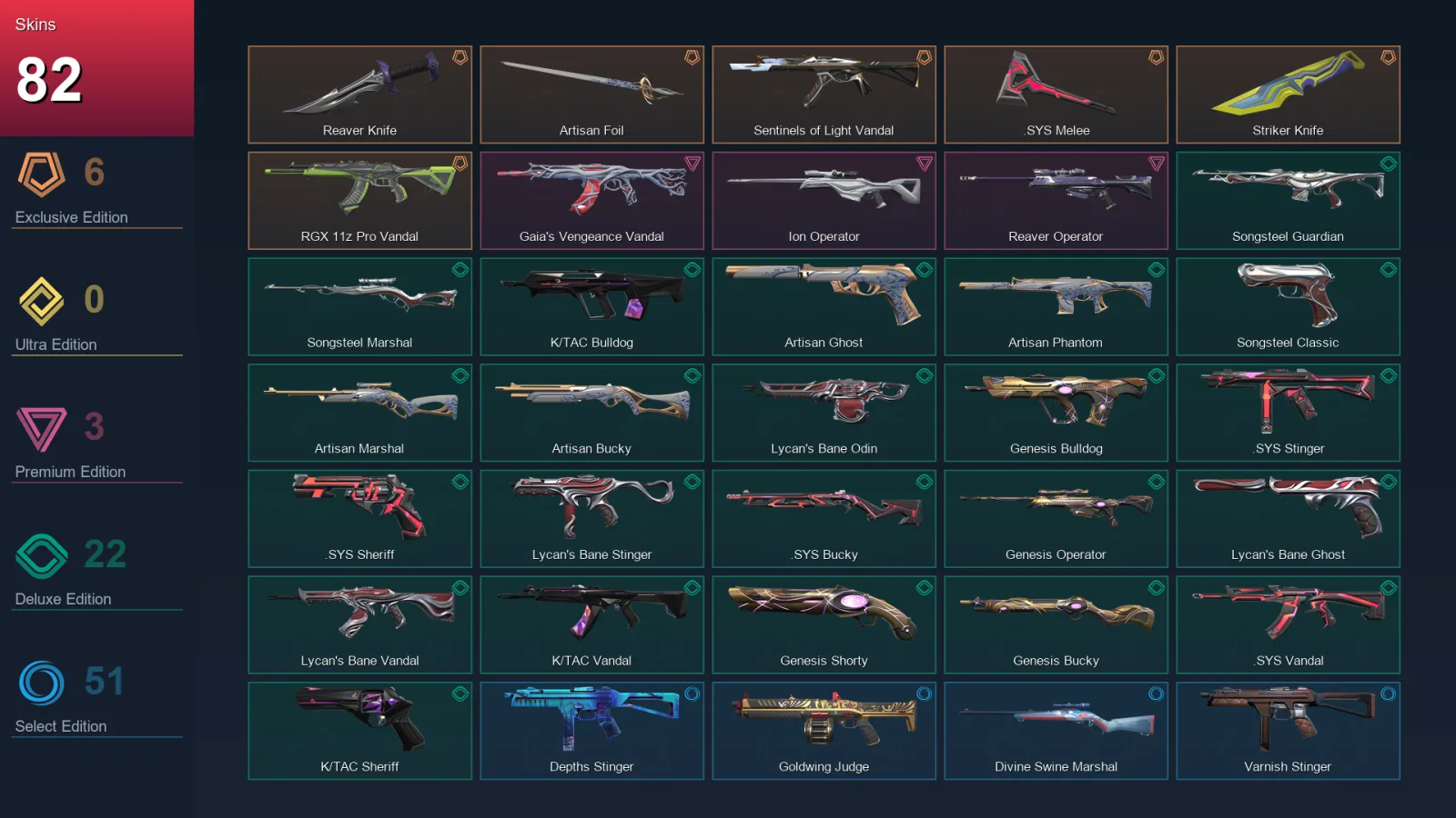 EU | Lv197 | Unranked | 82 Skin | 25 Agent | 118 Buddy