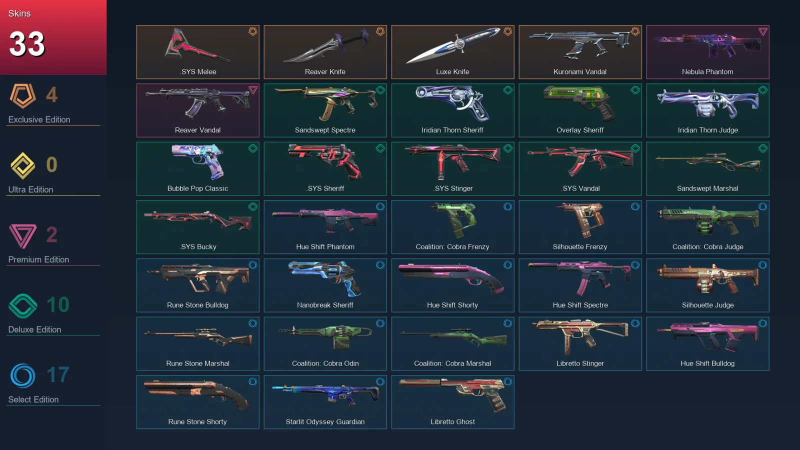 NA | Lv83 | Unranked | 33 Skin | 16 Agent | 41 Buddy