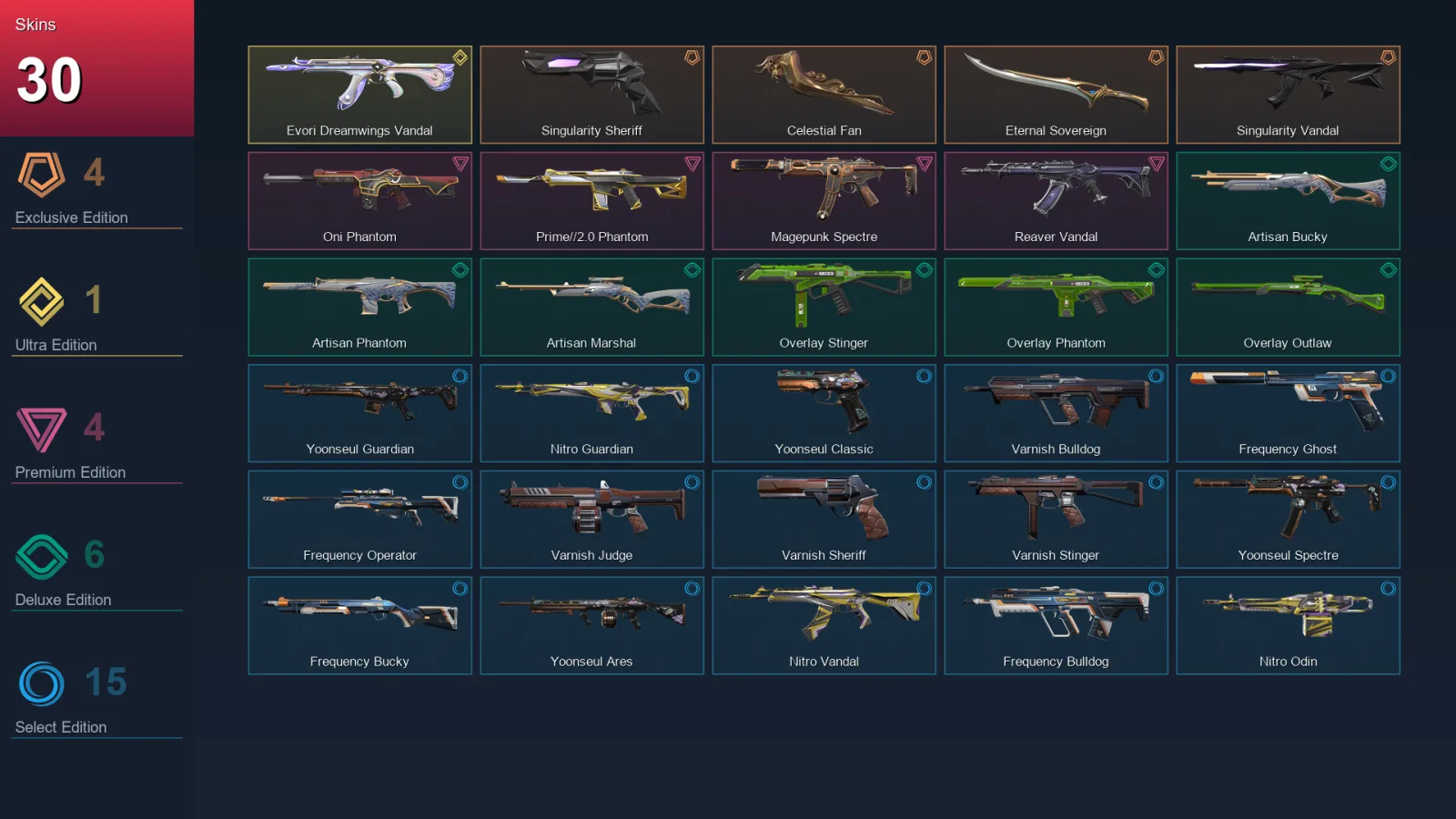 EU | Lv65 | Unranked | 30 Skin | 25 Agent | 38 Buddy