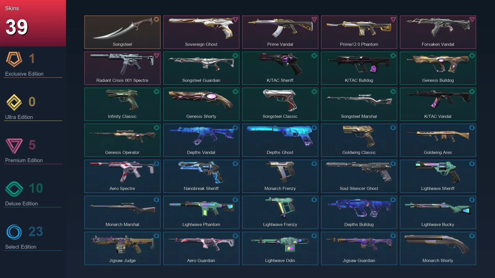 EU | Lv163 | Unranked | 39 Skin | 28 Agent | 77 Buddy — Genesis Shorty
